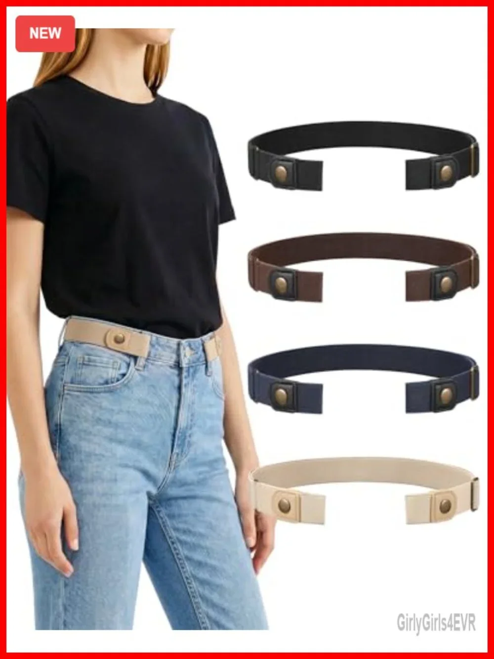 No Buckle Elastic Belts for Women Men Adjustable Stretch Belt Invisible Bands